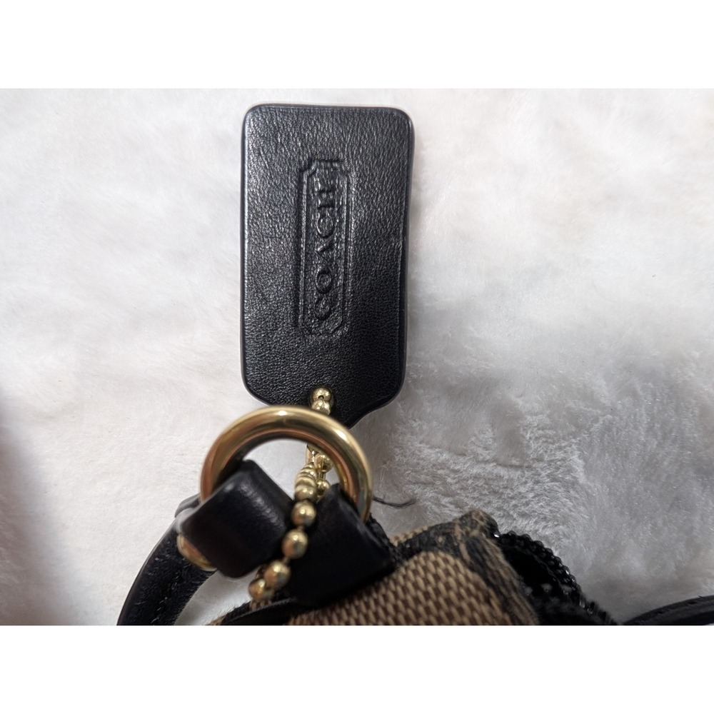 Coach Signature Jacquard Wristlet – Black & Khaki Tan Canvas - Picture 6 of 10